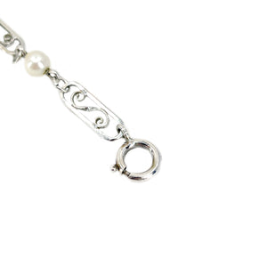 Van Dell Retro Boho Vintage Japanese Saltwater Akoya Cultured Pearl Bracelet- Sterling Silver
