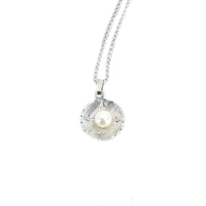 Theda Engraved Vintage Japanese Saltwater Akoya Pearl Pendant & Screwback Earrings Set- Sterling Silver