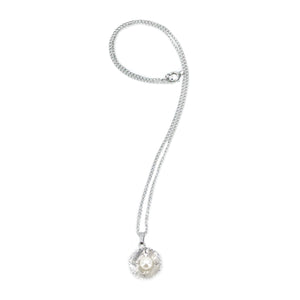 Theda Engraved Vintage Japanese Saltwater Akoya Pearl Pendant & Screwback Earrings Set- Sterling Silver