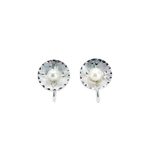 Theda Engraved Vintage Japanese Saltwater Akoya Pearl Pendant & Screwback Earrings Set- Sterling Silver