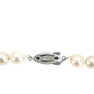 Large Semi-Baroque Vintage Japanese Saltwater Cultured Akoya Pearl Necklace - Sterling Silver 18 Inch