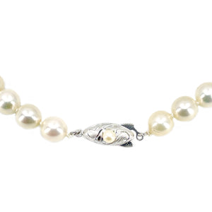 Large Semi-Baroque Vintage Japanese Saltwater Cultured Akoya Pearl Necklace - Sterling Silver 18 Inch
