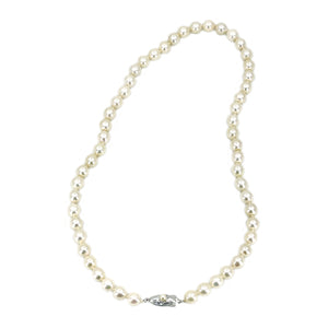 Large Semi-Baroque Vintage Japanese Saltwater Cultured Akoya Pearl Necklace - Sterling Silver 18 Inch