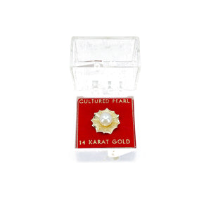 Fan Modernist Japanese Saltwater Akoya Cultured Pearl Tie Tac- 14K Yellow Gold