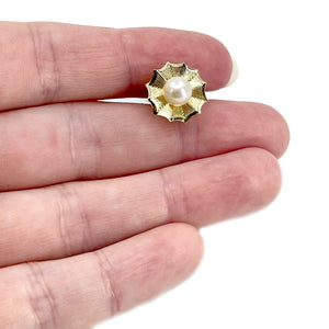 Fan Modernist Japanese Saltwater Akoya Cultured Pearl Tie Tac- 14K Yellow Gold