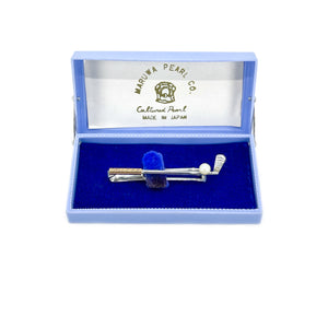 Designer Maruwa Vintage Golf Club Mid Century Men's Japanese Saltwater Akoya Cultured Pearl Tie Bar- Sterling Silver