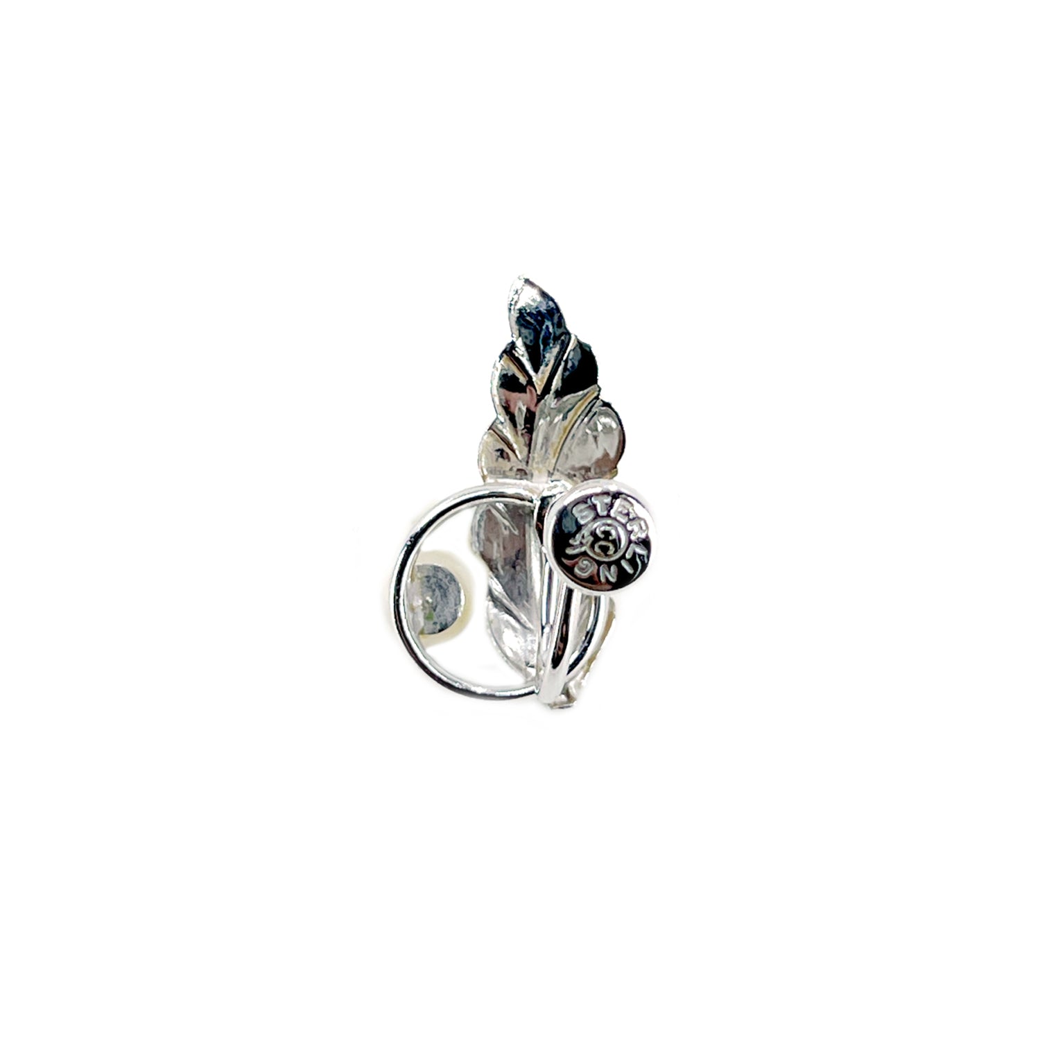 Vintage Designer Curtis Creations Akoya Saltwater Cultured Pearl Leaf Screwback Earrings- Sterling Silver