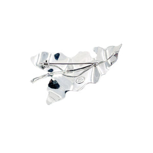 Vintage Harry S. Bick Japanese Saltwater Cultured Akoya Pearl Leaf Brooch- Sterling Silver