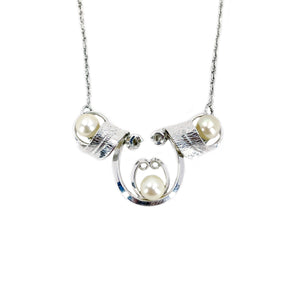 Curtis Creations Mid-Mod Japanese Cultured Akoya Pearl Pendant Chain Choker- Sterling Silver 15 Inch