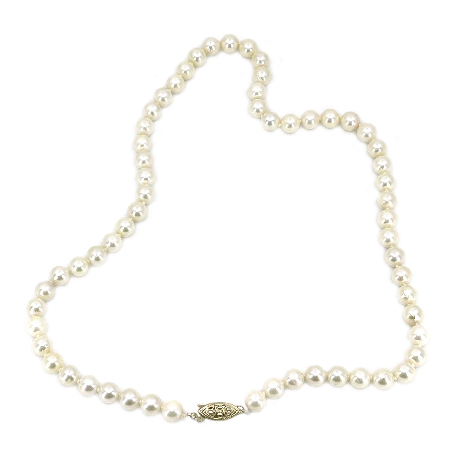 Murata Vintage Japanese Cultured Akoya Pearl Strand Necklace Box- 14K Yellow Gold 17.75 Inch