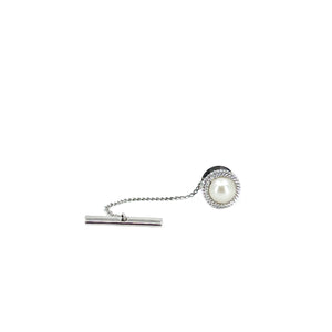 Vintage Braided Mid-Century Japanese Saltwater Akoya Cultured Pearl Tie Tac- Sterling Silver