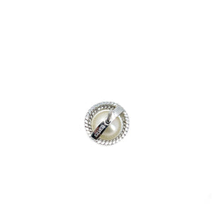 Vintage Braided Mid-Century Japanese Saltwater Akoya Cultured Pearl Tie Tac- Sterling Silver