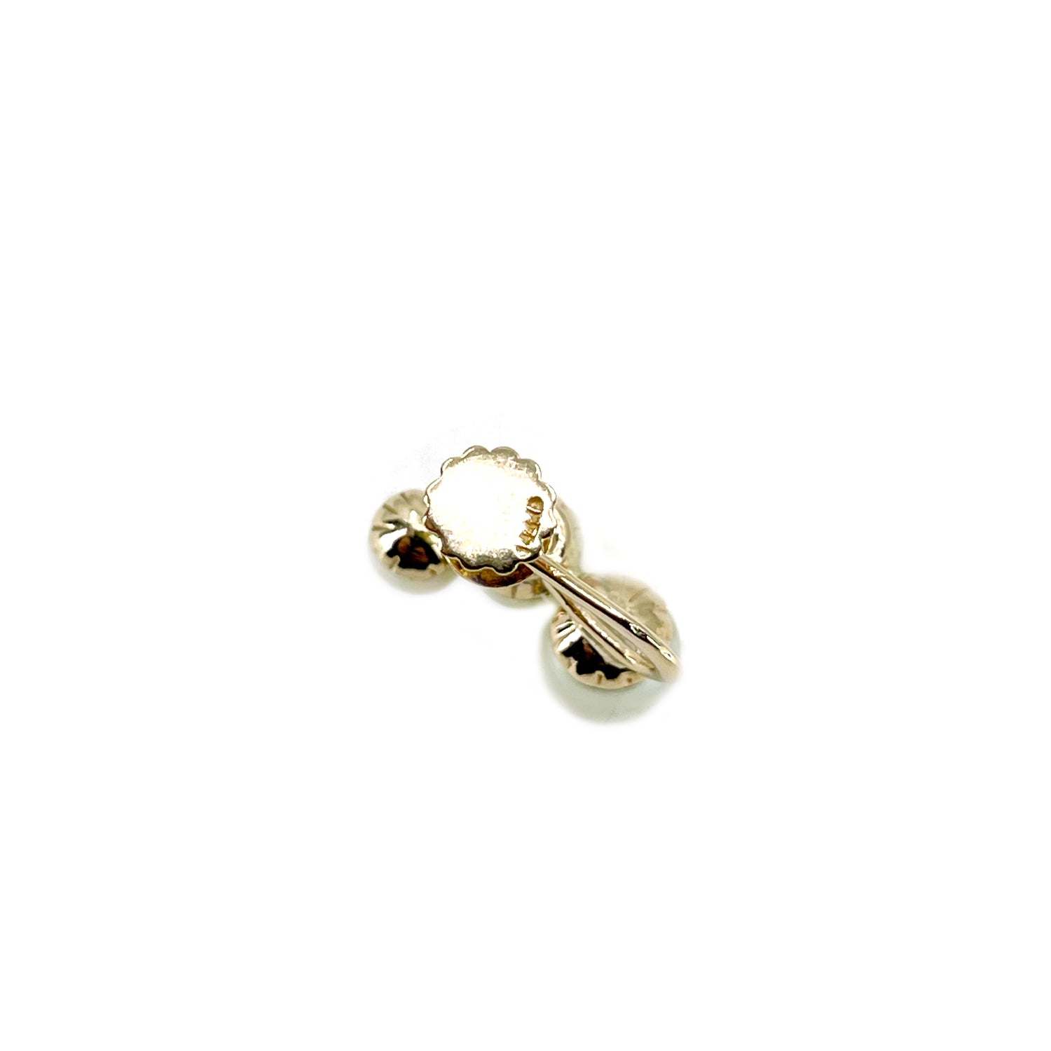 Triple Vintage Japanese Akoya Saltwater Cultured Pearl Screwback Earrings- 14K Yellow Gold