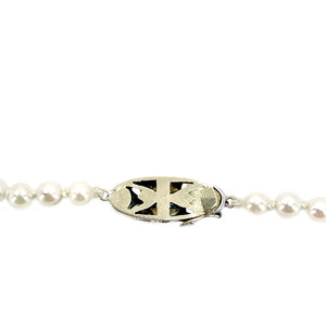 Antique Rough Diamond Graduated Japanese Saltwater Cultured Akoya Pearl Necklace - 18K Yellow Gold Sterling Silver 21.50 Inch