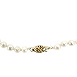 Vintage Petite Japanese Cultured Saltwater Akoya Pearl Necklace - 14K Yellow Gold 17 Inch