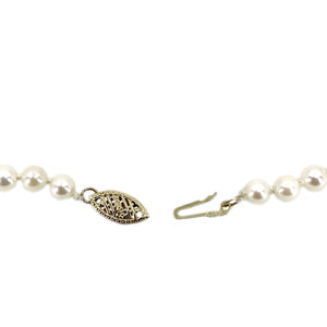 Vintage Petite Japanese Cultured Saltwater Akoya Pearl Necklace - 14K Yellow Gold 17 Inch