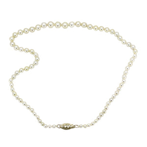 Choker Petite Graduated Japanese Cultured Saltwater Akoya Pearl Necklace - 14K Yellow Gold 14.50 Inch