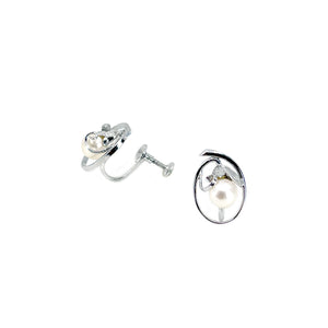 Vintage Maruwa Pearl Designer Akoya Saltwater Cultured Pearl Screwback Eggplant Earrings Original Box- Sterling Silver