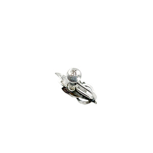 Vintage De Curtis Leaf Akoya Saltwater Cultured Pearl Screwback Earrings- Sterling Silver
