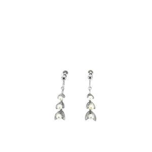 Dangle Milgrain Leaf Akoya Saltwater Cultured Pearl Vintage Screwback Earrings- Sterling Silver