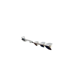 Dangle Milgrain Leaf Akoya Saltwater Cultured Pearl Vintage Screwback Earrings- Sterling Silver