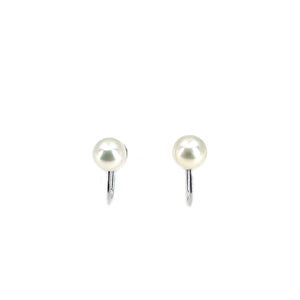 Vintage Mid-Century Akoya Saltwater Cultured Pearl Screwback Stud Earrings- Sterling Silver
