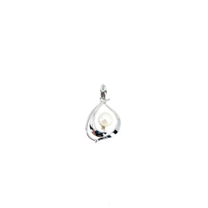 Modernist Retro Japanese Saltwater Cultured Akoya Vintage Pendant- Sterling Silver