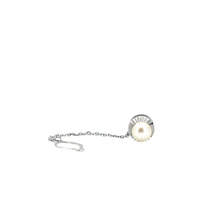 Radial Mid-Century Modern Japanese Saltwater Akoya Cultured Pearl Vintage Tie Tac- Sterling Silver