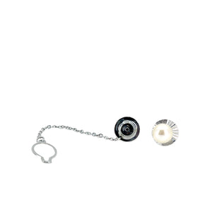 Radial Mid-Century Modern Japanese Saltwater Akoya Cultured Pearl Vintage Tie Tac- Sterling Silver