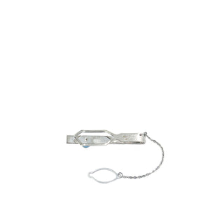 Mid-Century Blue Japanese Saltwater Akoya Cultured Pearl Modernist Vintage Tie Bar- Sterling Silver