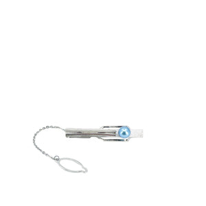 Mid-Century Blue Japanese Saltwater Akoya Cultured Pearl Modernist Vintage Tie Bar- Sterling Silver