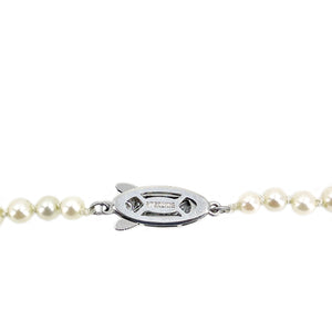 Vintage Graduated Japanese Saltwater Cultured Akoya Pearl Deco Necklace - Sterling Silver 20.75 Inch