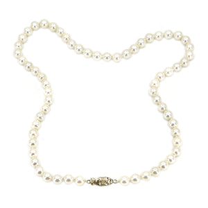 High Quality Rose Japanese Saltwater Cultured Akoya Pearl Vintage Choker Strand - 14K Yellow Gold 16 Inch