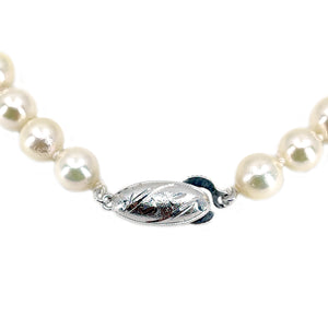 Engraved Modernist Semi Baroque Japanese Vintage Saltwater Akoya Cultured Pearl Vintage Bracelet- Sterling Silver