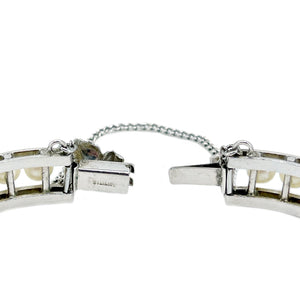 Grape Leaf Mid-Century Japanese Saltwater Akoya Cultured Pearl Link Bracelet- Sterling Silver