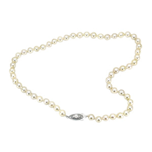 Cream Light Golden Japanese Saltwater Cultured Akoya Pearl Vintage Choker Necklace - Sterling Silver 16 Inch