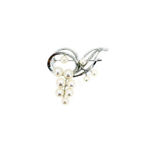 Burst Vintage Mid Century Japanese Saltwater Akoya Cultured Pearl Swirl Brooch- Sterling Silver
