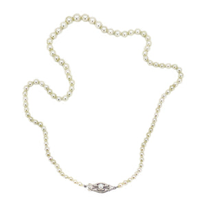 Quality Vintage Art Deco Japanese Saltwater Cultured Akoya Pearl Graduated Necklace - Sterling Silver 18.75 Inch
