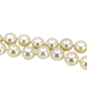 Old European Cut Diamond Opera Japanese Saltwater Akoya Cultured Pearl Strand - 14K White Gold 34.50 Inch