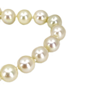 Harrods of London Vintage Designer Japanese Cultured Akoya Pearl Choker Necklace Box- 9K Yellow Gold 16 Inch