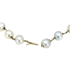Vintage Gray & White Japanese Akoya Saltwater Cultured Pearl Link Station Bracelet- 14K Yellow Gold