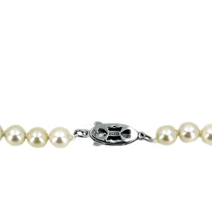 Fuji Pearl Designer Vintage Japanese Cultured Akoya Pearl Strand Necklace Box- Sterling Silver 16 Inch