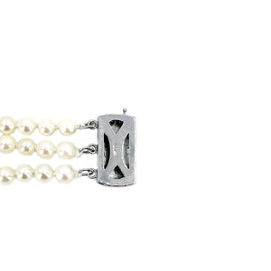 Deco Triple Strand Petite Japanese Saltwater Akoya Cultured Pearl Bracelet- Sterling Silver
