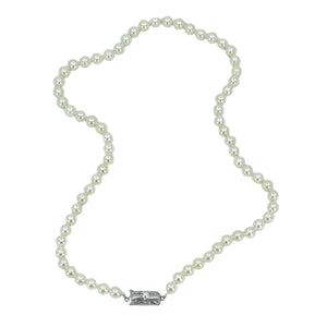 Petite Deco Japanese Saltwater Cultured Akoya Pearl Vintage Choker Necklace - Sterling Silver 16.25 Inch