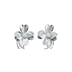 Boho Dogwood Harry S. Bick Akoya Saltwater Cultured Pearl Screwback Earrings- Sterling Silver