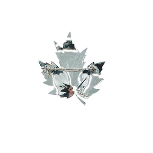 Birks Nach Designer Maple Leaf Akoya Saltwater Cultured Pearl Brooch- Sterling Silver