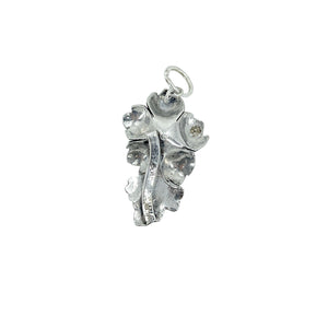 Cherry Blossom Flower Japanese Saltwater Cultured Akoya Vintage Pendant Charm- Sterling Silver