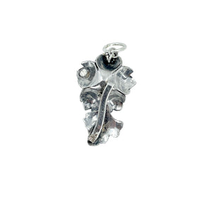 Pendant Charm Cherry Blossom Flower Japanese Saltwater Cultured Akoya Vintage- Sterling Silver