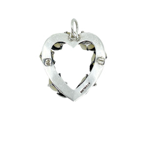 Arts & Crafts Heart Freshwater River Pearl Marcasite Vintage Pendant- Sterling Silver