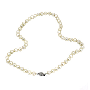 Vintage Baroque Japanese Saltwater Cultured Akoya Pearl Estate Necklace - Sterling Silver 17.50 Inch